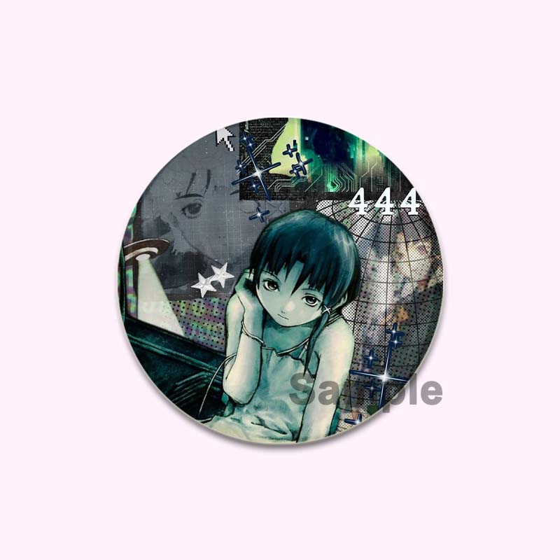 Anime Serial Experiments Lain 32/44/58mm Simple Button Pin Snap In Design Cartoon Brooches Daily Stylish Ornament Handmade Badge
