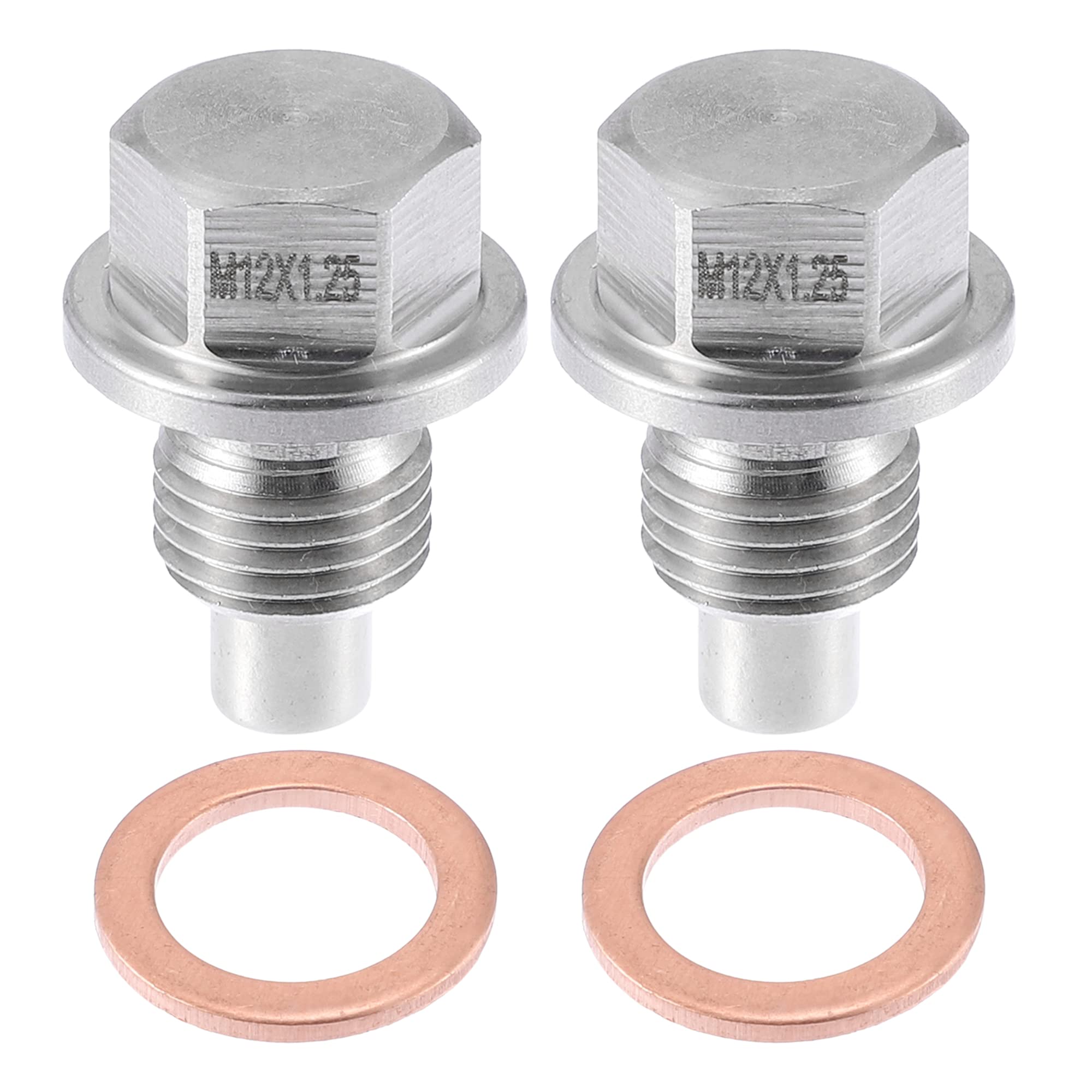 

Магнитная сливная пробка двигателя ABSOPRO из нержавеющей стали с медными шайбами, 2 шт., M12x1.25 M12 x 1.25 серебряный