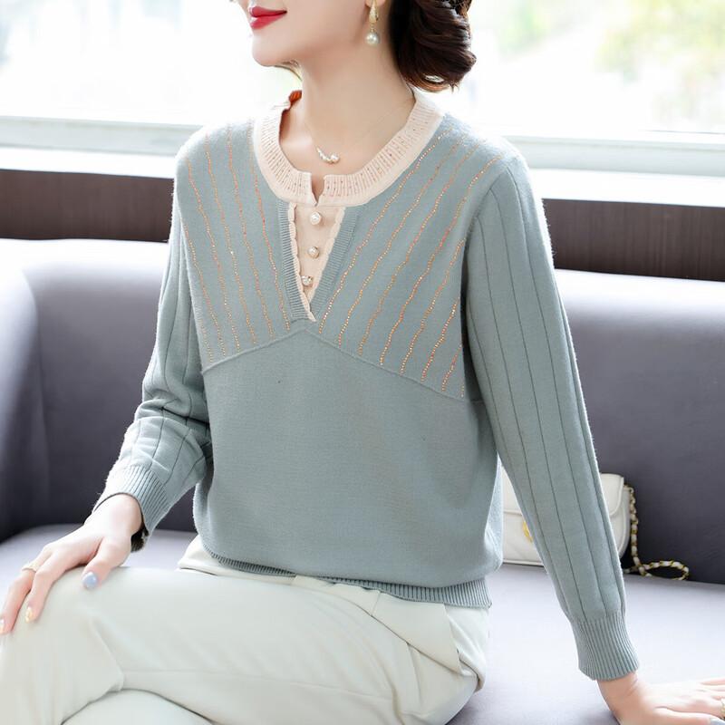 

Mid-Aged Women s Round Neck Knit Sweater XL
