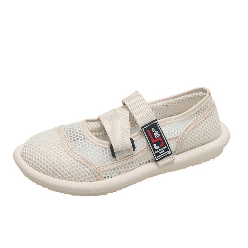 Retro single shoes women's 2025 summer new mesh breathable hole shoes comfortable one pedal pregnant women bag head sandals