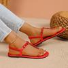 Fashion Rhinestone Decor Women Beach Shoes Women's Solid Color Thong Sandals Elastic Ankle Strap Lightweight Soft Sole Glitter Shoes