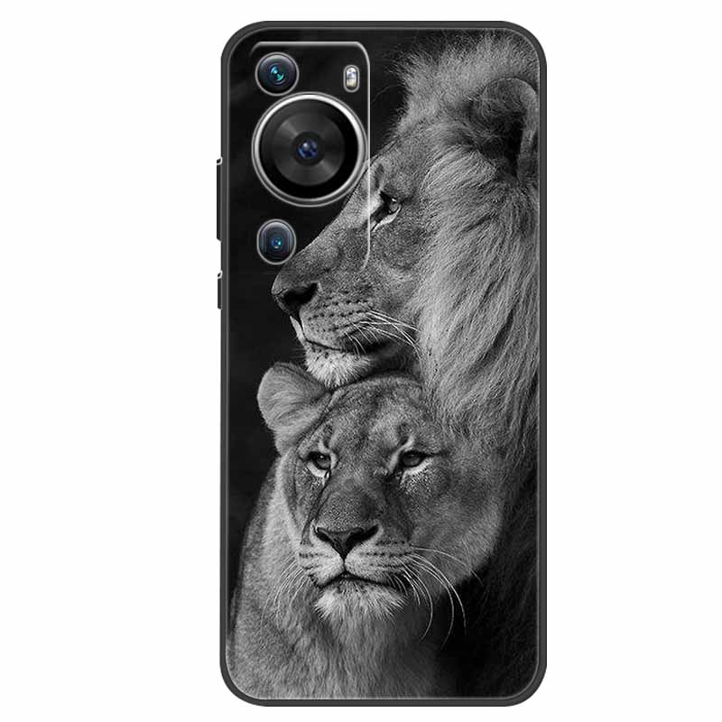 For Huawei P60 Pro Case Animals Protector Soft Silicone Phone Back Cover Cases for Huawei P60 Pro Coque Shockproof Wolf New Capa