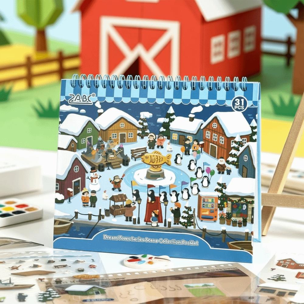Kawaii Design 3D Scenery Stickers Spiral Bound Miniature Scene Sticker  Journal Supplies
