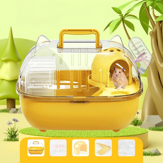 Travel Hamster Cage Small Pet Carrier with Transparent Viewing Dome Pet Crate with Ventilation Slots for Vet Trips Picnics Mice Gerbils Reptiles