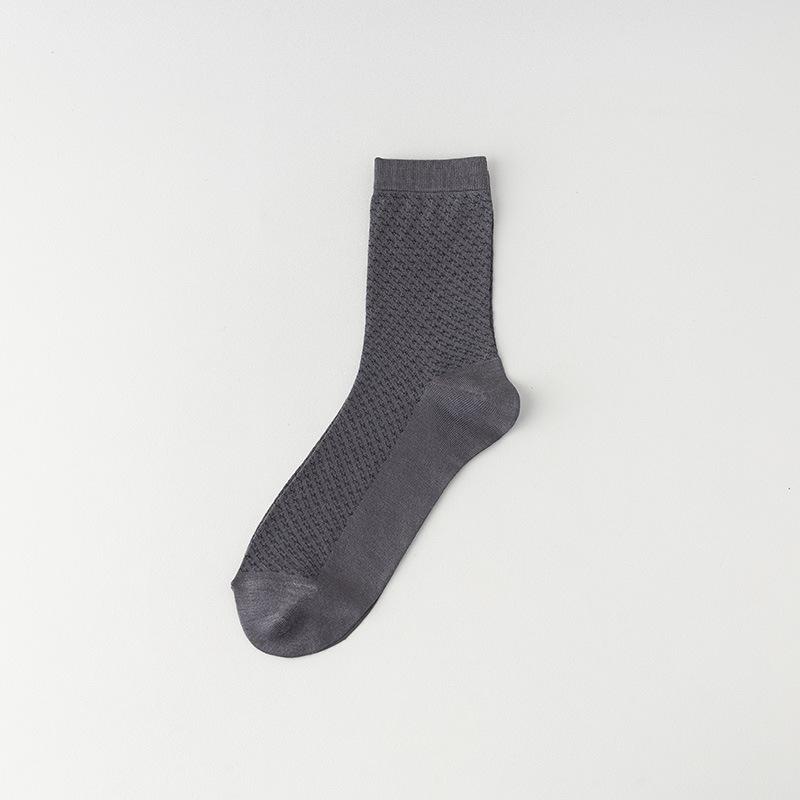 Bamboo Fiber Socks, Men's Mid-calf Socks, Thin Antibacterial and Deodorizing Mesh Breathable and Sweat-absorbing Business Long Calf Socks