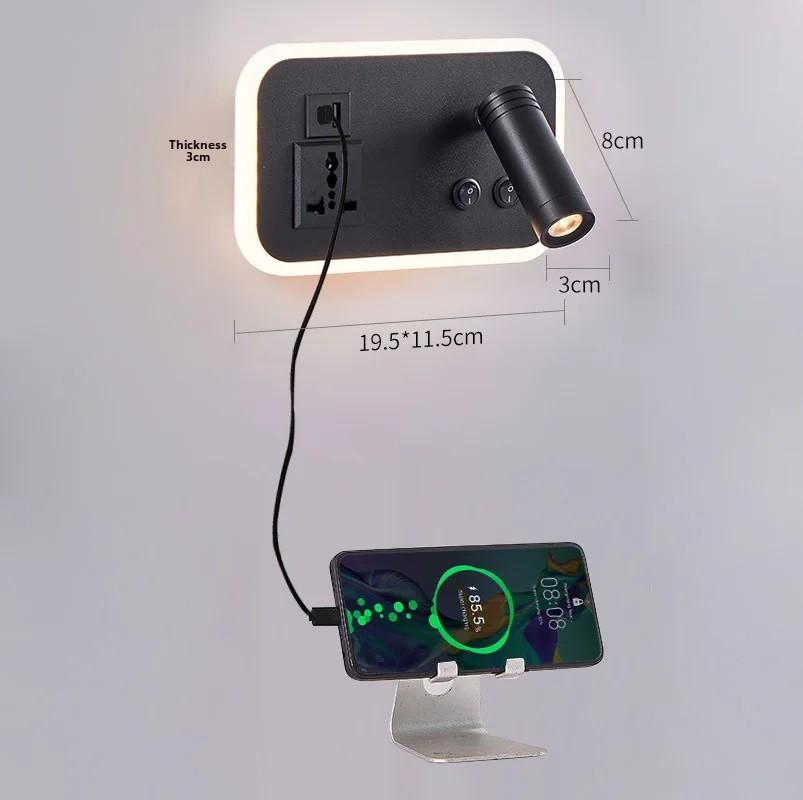Creative LED Rotating Switch Wall Light USB Charging Port Living Room Corridor Decorative Wall Light Bedroom Study Reading Light