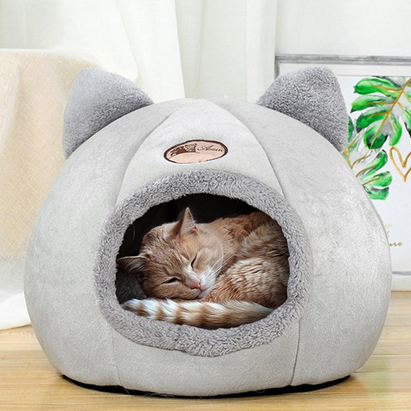 Lovely Cat Pet Dog Cat Beds Nest Deep Sleep Pets Tent Soft Comfortable Semi-enclosed Cat Nest Kennel Autumn Winter Pet Supplies