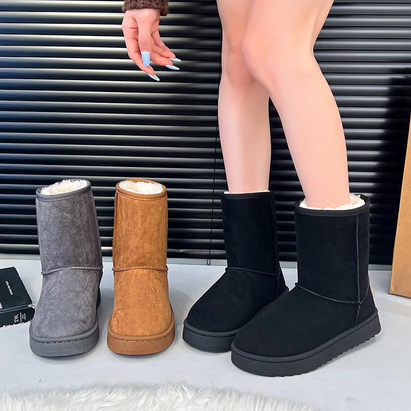 HEISS 2026 Winter Neu Hoher Schaft Mode All-Match Warm Dicke Schneestiefel mit Schleife Schneestiefel Damen Flachabsatz Schneestiefel