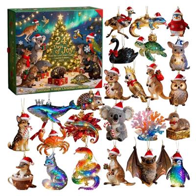 Australischer Wildtier-Adventskalender 24-Tage Countdown-Box Multifunktionale Dekoration für Familienspaß und Feiertagsatmosphäre