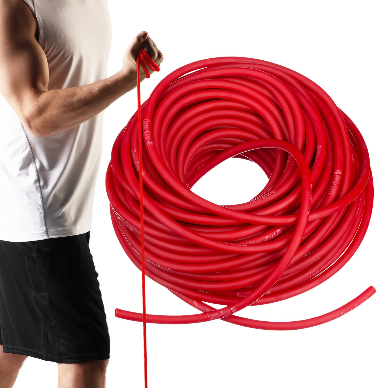 

TheraBand Strength Level Includes Instruction Cuttable and for Full Body and Inner Muscle Rehabilitation D&M TheraTube, 30.4m, 7.7mm Diameter, -1,