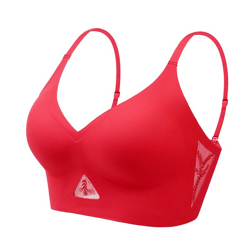 Large Size Bra Adjustable Seamless Women's Lingerie V-neck No Steel Rings Small Comfort Sporty Thin Push-up Bra Free Shippin