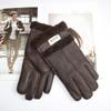 Neue Herren-Handschuhe aus Schafsfell mit verdicktem Wollfutter, warm und kältebeständig, Winterhandschuhe aus Leder