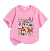 Kids Boys Girls 100% Cotton Crew Neck Short Sleeve T-Shirt, Cute Cartoon Fox Rabbit Print Casual Lightweight Summer Tee for Daily Wear