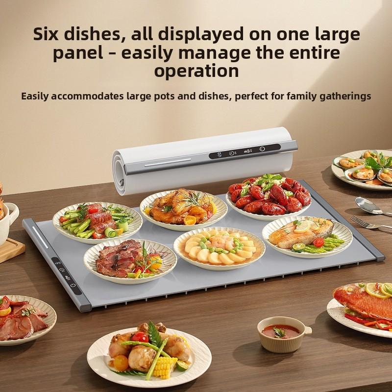 Electric Food Warmer Plate Foldable Warming Tray Plate Warmer Mat Food Fast Heating Portable Electric Warming Tray 8 Tem Setting