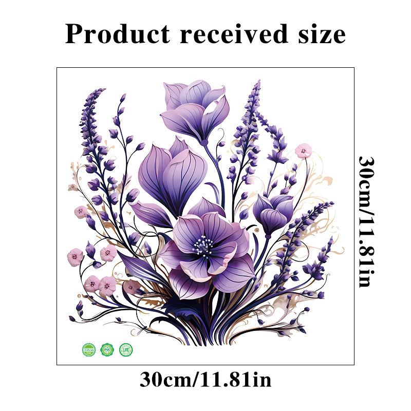 

Фиолетовый цветочный куст, креативная наклейка для унитаза, украшение для крышки унитаза, водонепроницаемая наклейка, наклейки 30x30cm фиолетовый