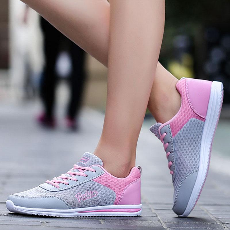 New Women'S Vulcanized Shoes Casual Mesh Sneakers Women Flat Women Shoes Sneakers Ladies Breathable Basket Female Shoes Female