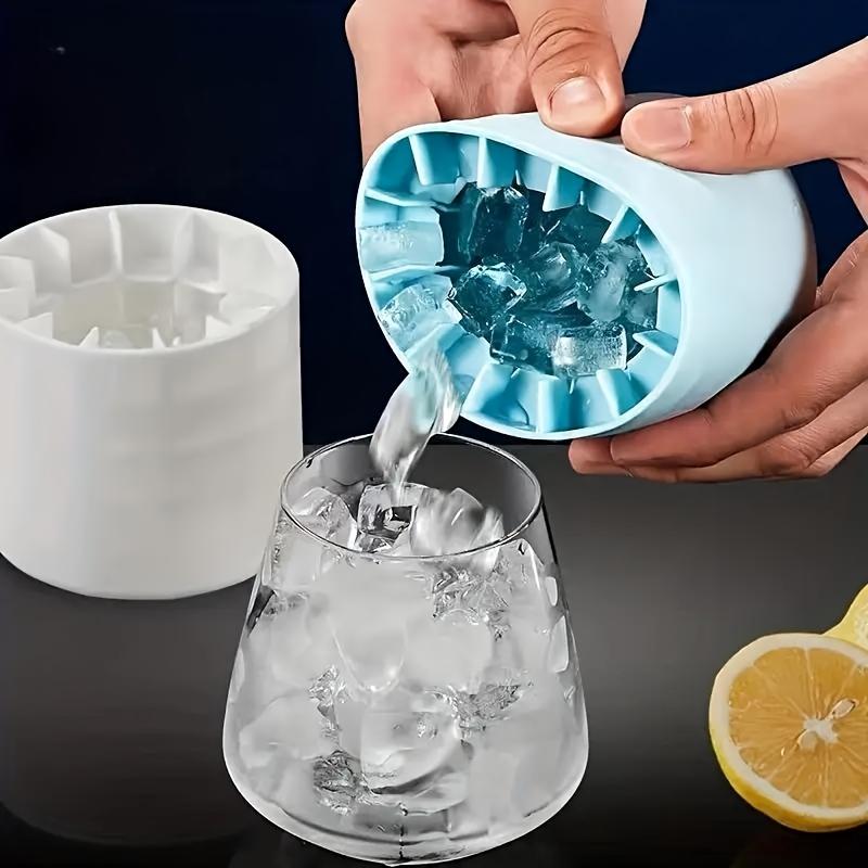 Round Silicone Ice Cube Tray with Lid and Mini Ice Bucket Easy Release Ice Molds for Whiskey, Cocktails, and Drinks