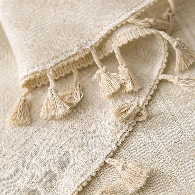 Fabric Round Table Cloth Cotton And Linen High-End Stall Dining Table Cloth Ins Style Coffee Table Cover Tablecloth Japanese High-Value