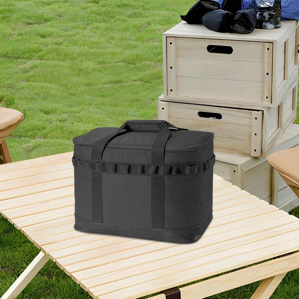 Camping Storage Bag Kitchen Cookware Handbag Wear Resistant Large Capacity with Mesh Pockets and