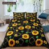 Vintage Sunflowers Duvet Cover Set Letters Bedding Set Letters And Sunflowers Printed Retro Girls Queen Size 23pcs Quilt Cover
