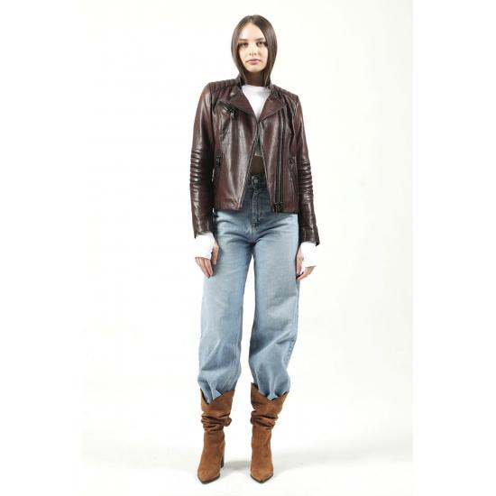 Damenmantel, schmale Passform, wunderbares Design, Kasuka-Jumbo-Ledermantel für Damen