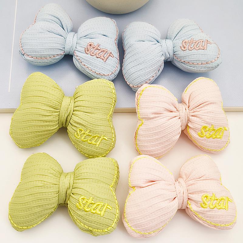 Candy Color Embroidered Bowknot: Fresh Fabric DIY Accessories for Shoes, Socks, Bags, Hair, and Clothing.
