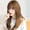 Women's Long Straight Wig with Air Bangs - Age-Reducing Fluffy Hairpiece