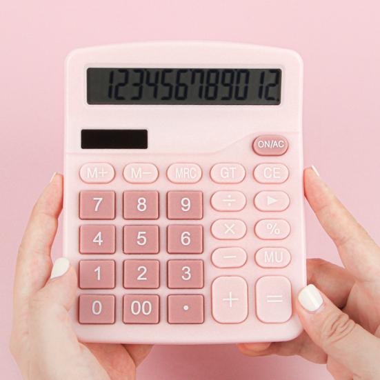 Office Calculator Accurate Portable Battery Powered Bright Color 12-Digit Solar Calculator Home