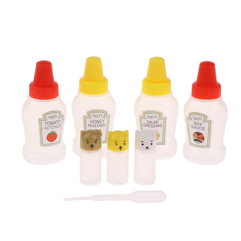 Mini Seasoning Sauce Bottle Portable Tomato Ketchup Bottle Salad Dressing Container for Bento Lunch Box Kitchen Jars