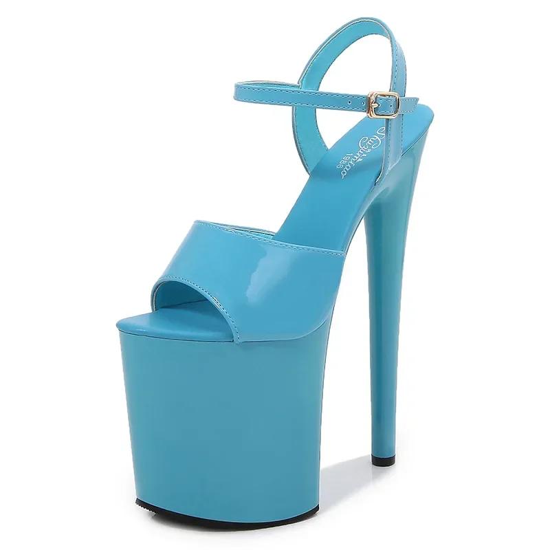 Fashion patent leather 20cm extra-high heels stilettos sexy waterproof platform, hate the sky and high sandals women designer sandals