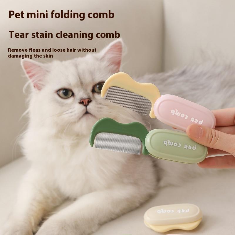 Pet Folding Facial Cleaning Comb Removes Tear Stains Row Comb Portable Dog Hair Repair Scissors Cat Hair Comb Pet Clean Supplies