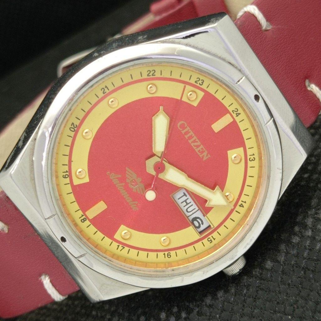 

Б/У винтажные мужские часы Citizen Automatic 8200 Japan Day/Date Red 587a-a308341-6 lot587a-a308341