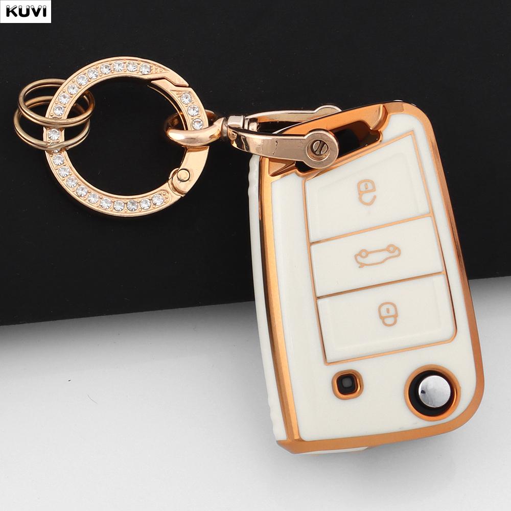 Tpu 3 4 Buttons Car Flip Key Case Cover For Vw Volkswagen Golf 7 Mk7 Tiguan Mk2 For Seat Ateca Leon Fr 2 Ibiza For Skoda Octavia