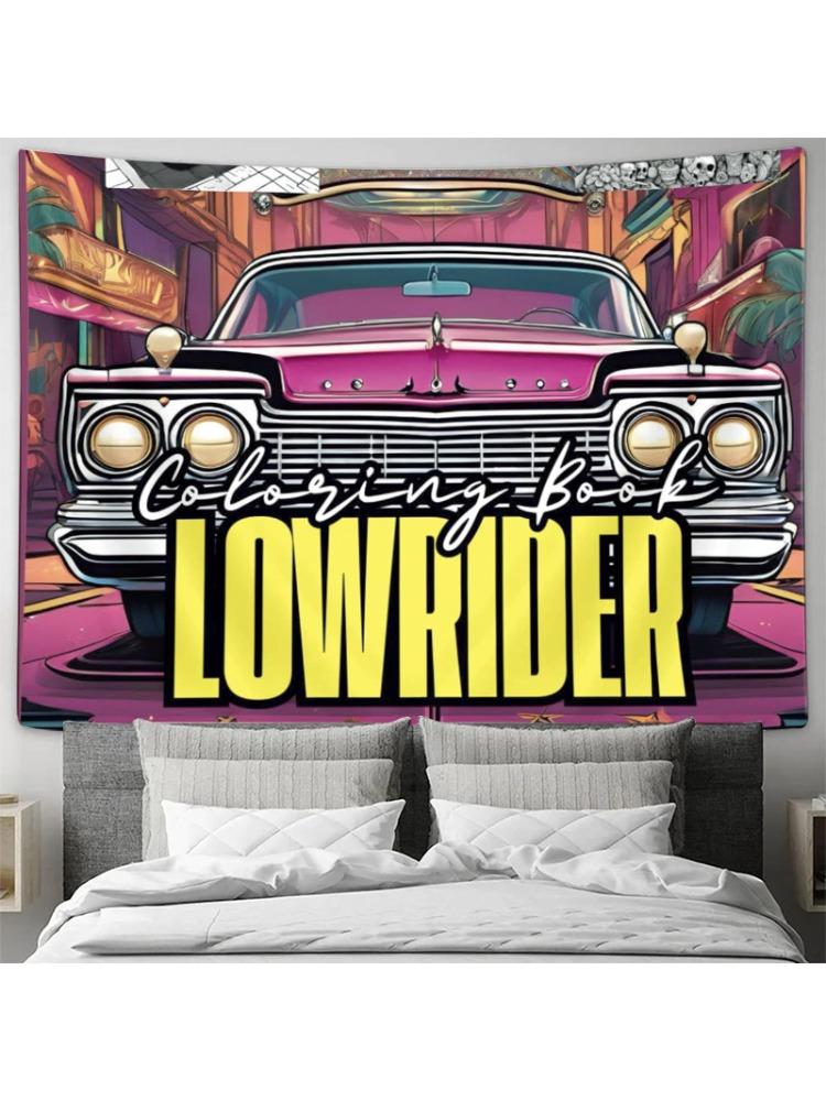 Retro Trend Stylish Lowrider Car Decorative Tapestry 74x94cm(29x37in)