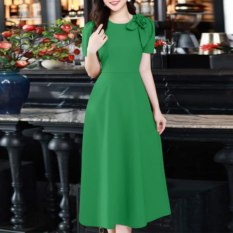 ZANZEA Dámské ležérní 3D květinové patchworkové letní šaty s krátkým rukávem