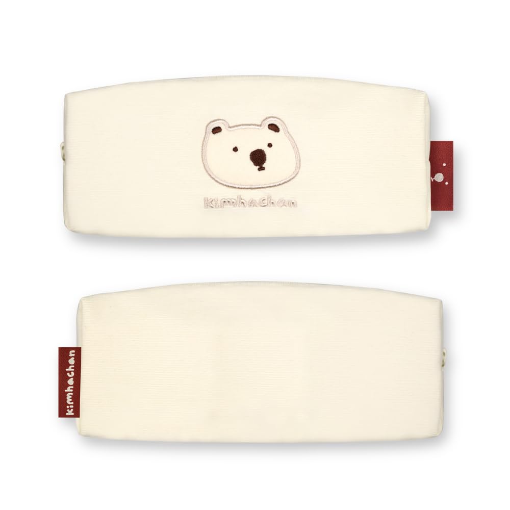 Kim Ha Chan Corduroy Face Pencil Pouch Korean Style Pencil Case (Ivory)