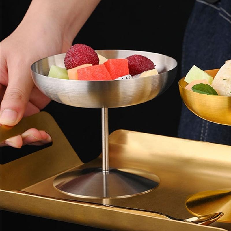Elegante Retro-Dessertschalen aus Edelstahl mit Fuß 150ml/250ml Fassungsvermögen für Eis Cocktails Salate