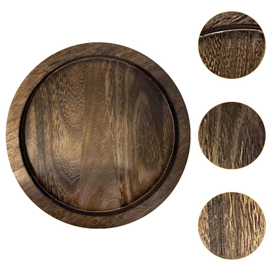 Dřevěný servírovací tác Domácí dekorace 28,5 cm Podnos na svíčky Kulatý dekorativní tác na jídlo Ovoce Svíčky Uzeniny Houba