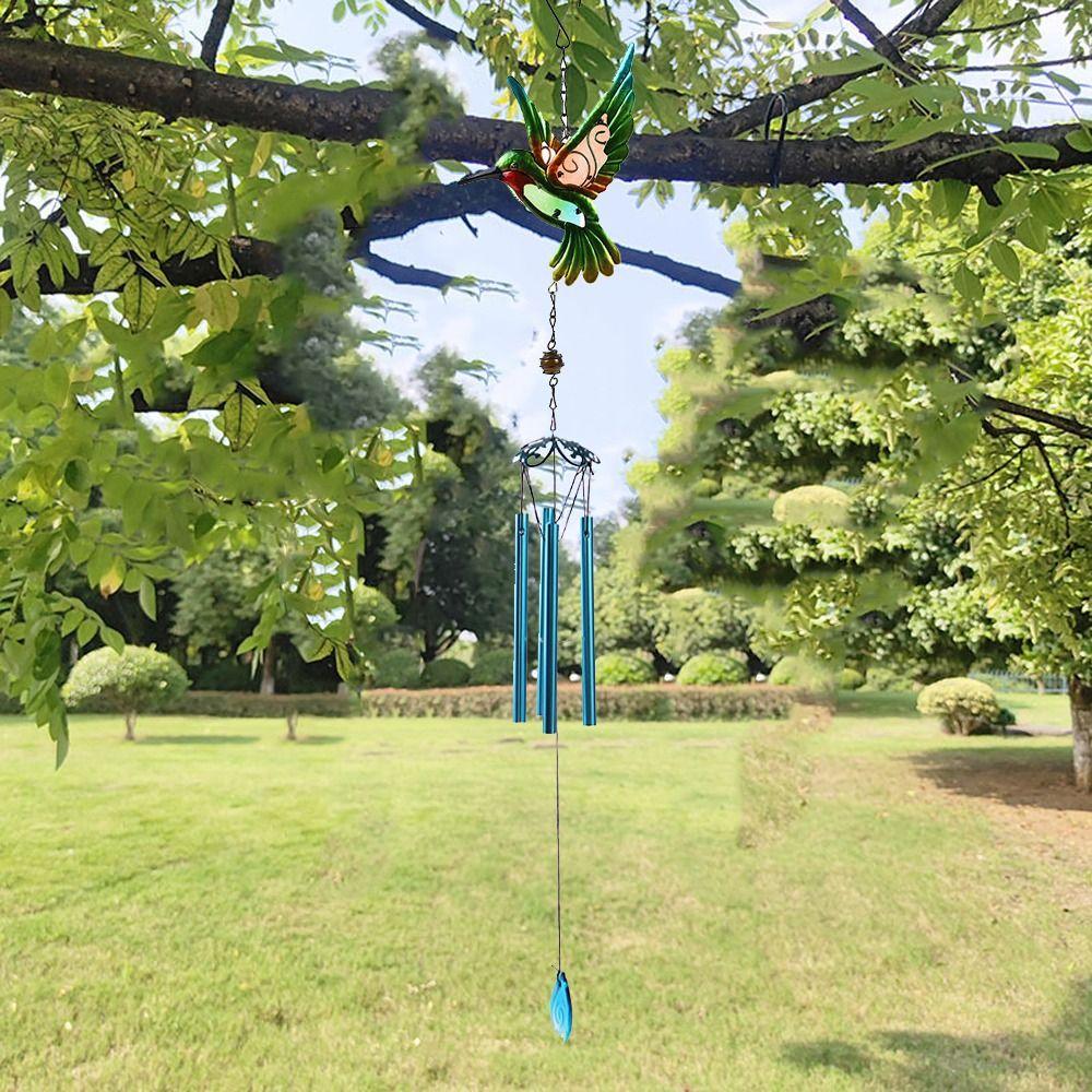 Metal Hummingbird Wind Chime Creative Hanging Decoration Blessing Bell Pendant  Gift