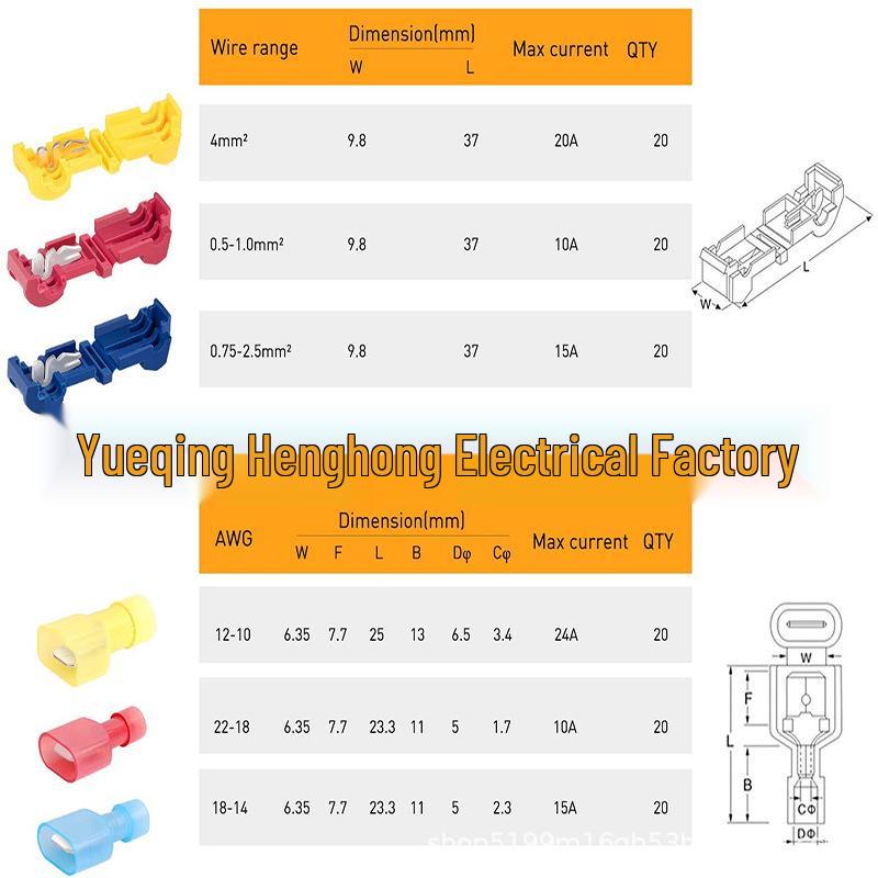 120 Stück T-Typ Zerstörungsfreies Drahtverbinder-Set mit Schnellklemmen