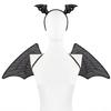 Bat Wing with Headwear Set Black Wing Bats Ears Headband Adults Halloween Wing Vampires Costume Wing