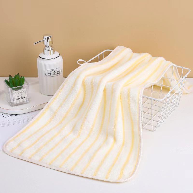 Striped Coral Fleece Bath Towel - Absorbent, Thickened Beach & Household Use