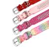 Collare per Cani in Pelle con Strass Bling Cristallo Largo per Animali Domestici 4 File Completo di Diamanti Collari per Cani Piccoli Medi Grandi Pitbull