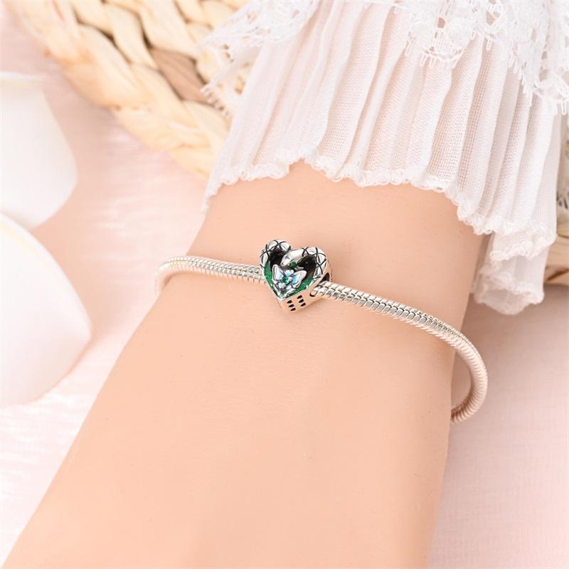 Charms Original Copper Green Snake-Fruit Plant Beads Fit Bracelet Diy Fine Gift Women Delicate Jewelry Accessory