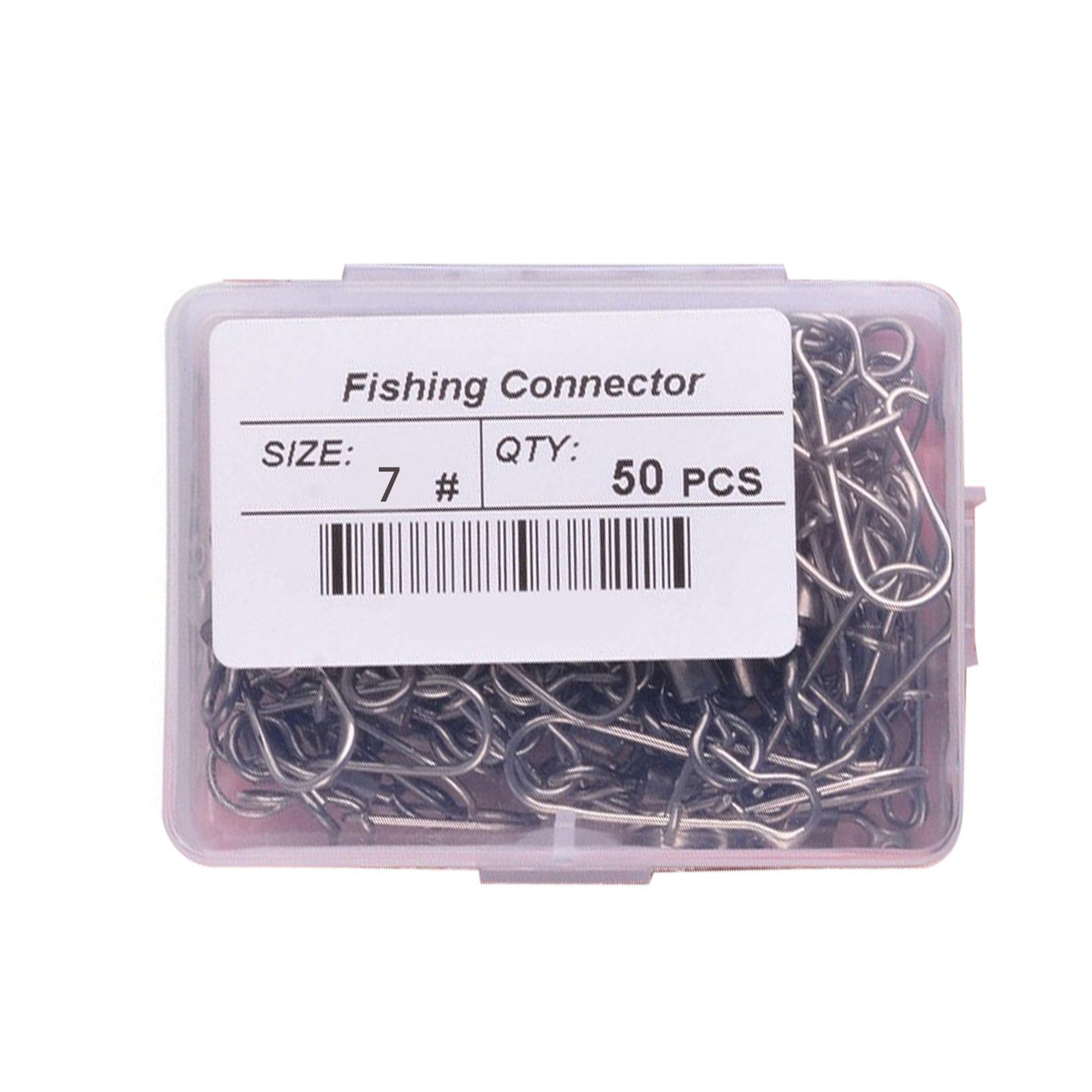 

50Pcs Stainless Steel Snap Fishhook Lures Swivels High Strength Fishing Snap Swivels Fishing Lures Connector Tool 7