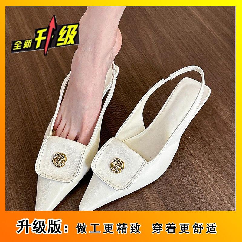 

New spring and summer temperament fashionable versatile high-heeled women s sandals French black bag head sandals fairy shoes 40