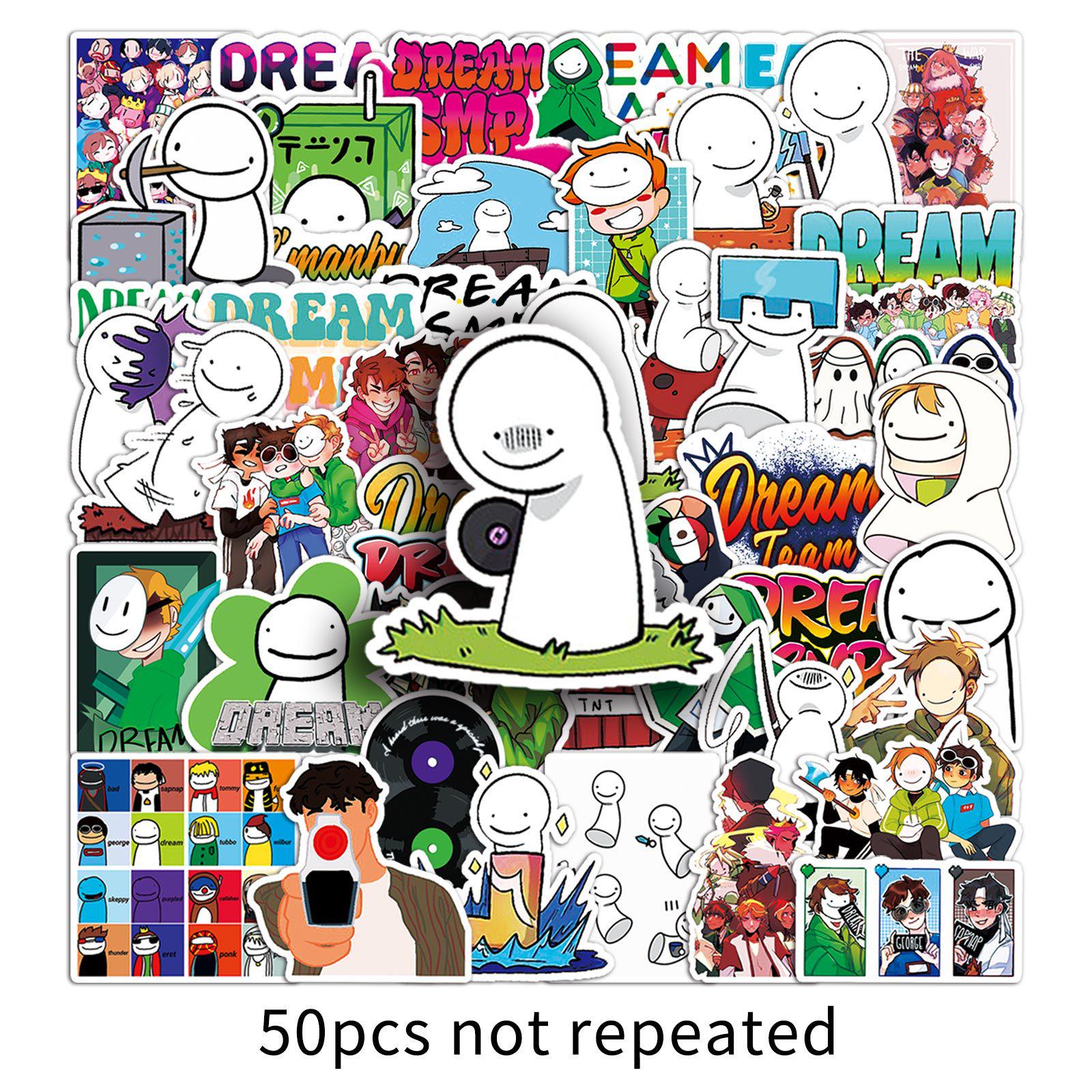 Водонепроницаемый набор наклеек Dream SMP: 50 ярких наклеек «Сделай сам» на игровую тематику для декора и журналов.