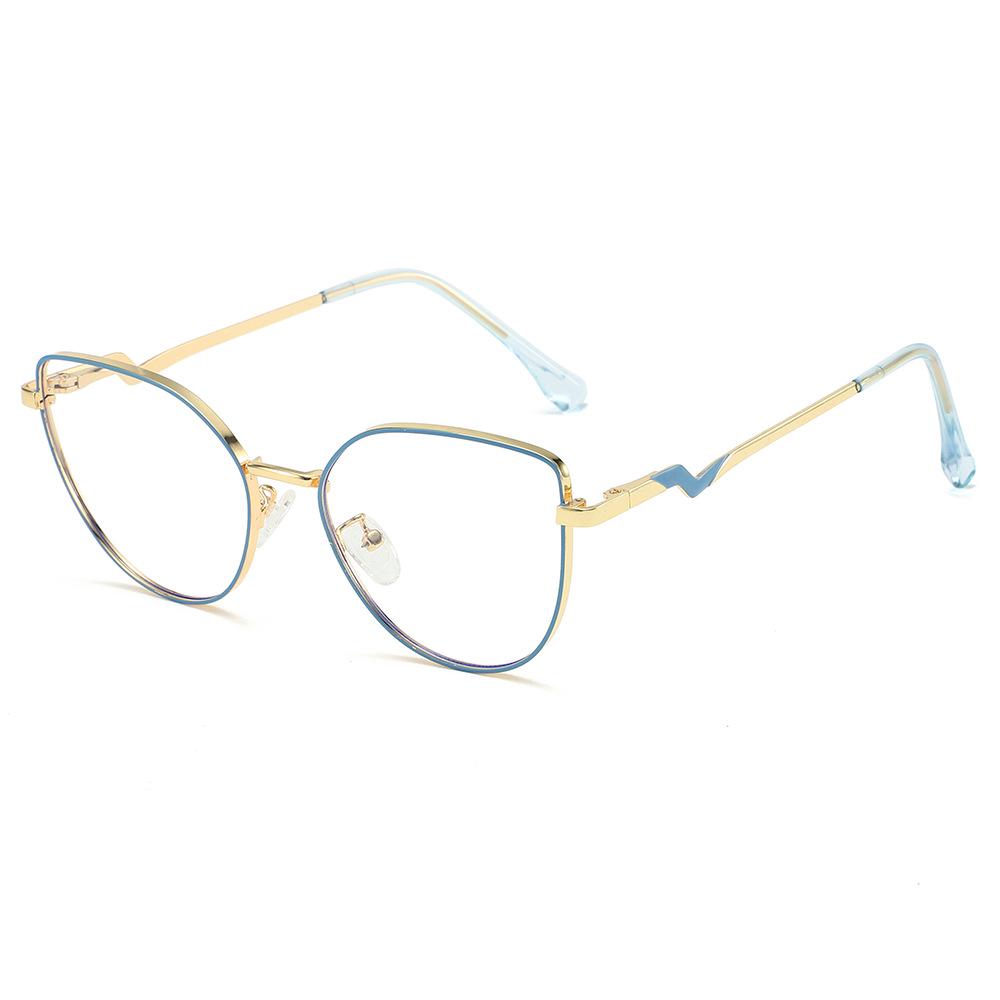 **Elegant Color-Changing Cat Eye Glasses for Women - Anti-Blue Light Metal Frame Flat Lenses**