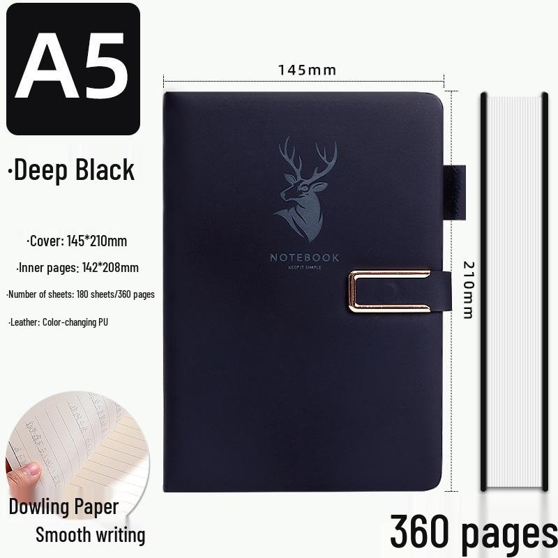 A5 Business Office Notebook with Thickened Pages and Simple Buckle, Ideal for Meetings, Record Keeping, Custom Logo Printable