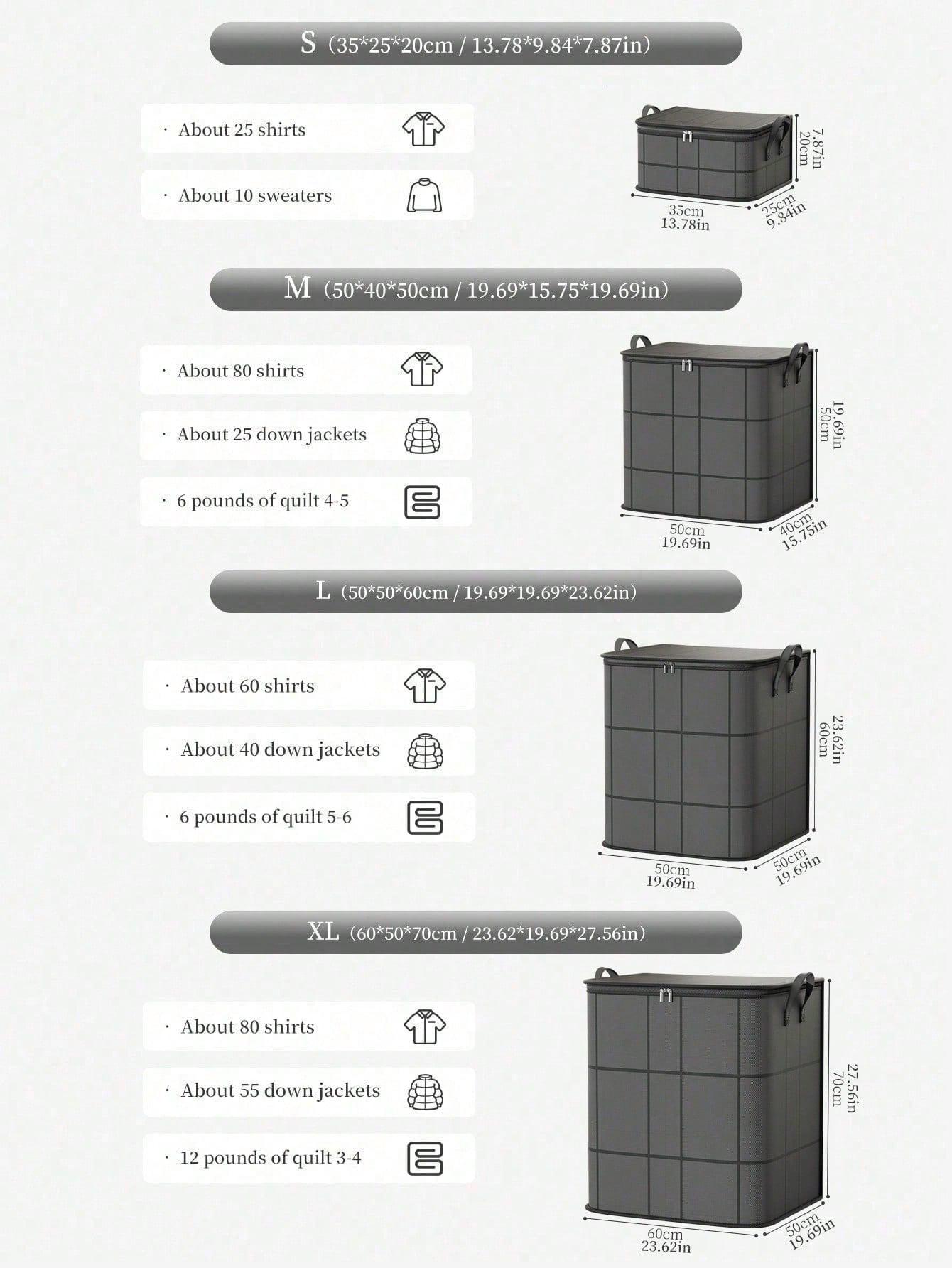 

Большая вместительная сумка для хранения одежды, пылевой мешок для одеяла, сумка для экономии места в шкафу, сумка для переезда, корзина для хранения одежды S чёрный